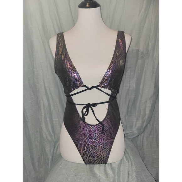 Snakeskin metallic Swimsuit large - Picture 2 of 3